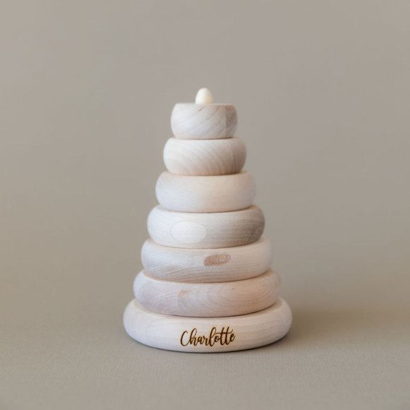 Personalized Wooden Pyramid Stacking Toy - Picture 1 of 6